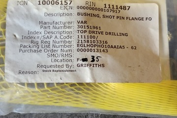 Varco 30151961 Shot Pin Flange Bushing for PH100 Hydra
